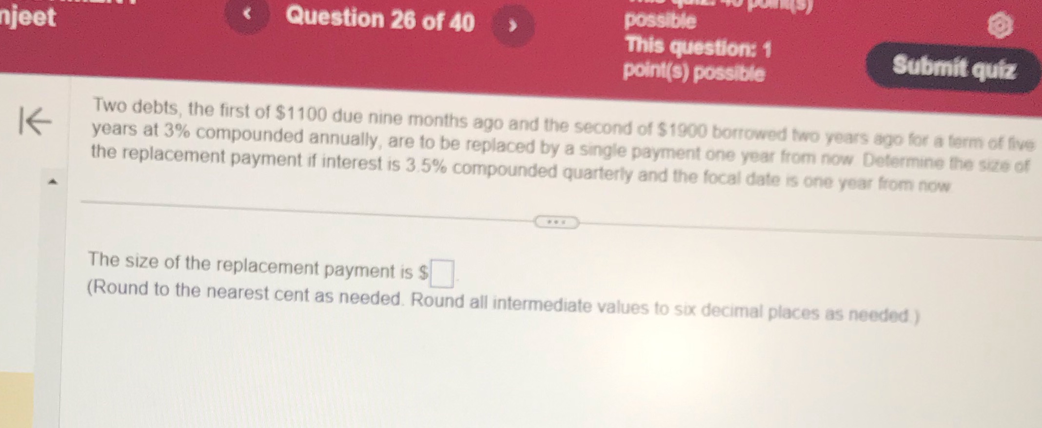 < possible njeet Question 26 of 40 This question: