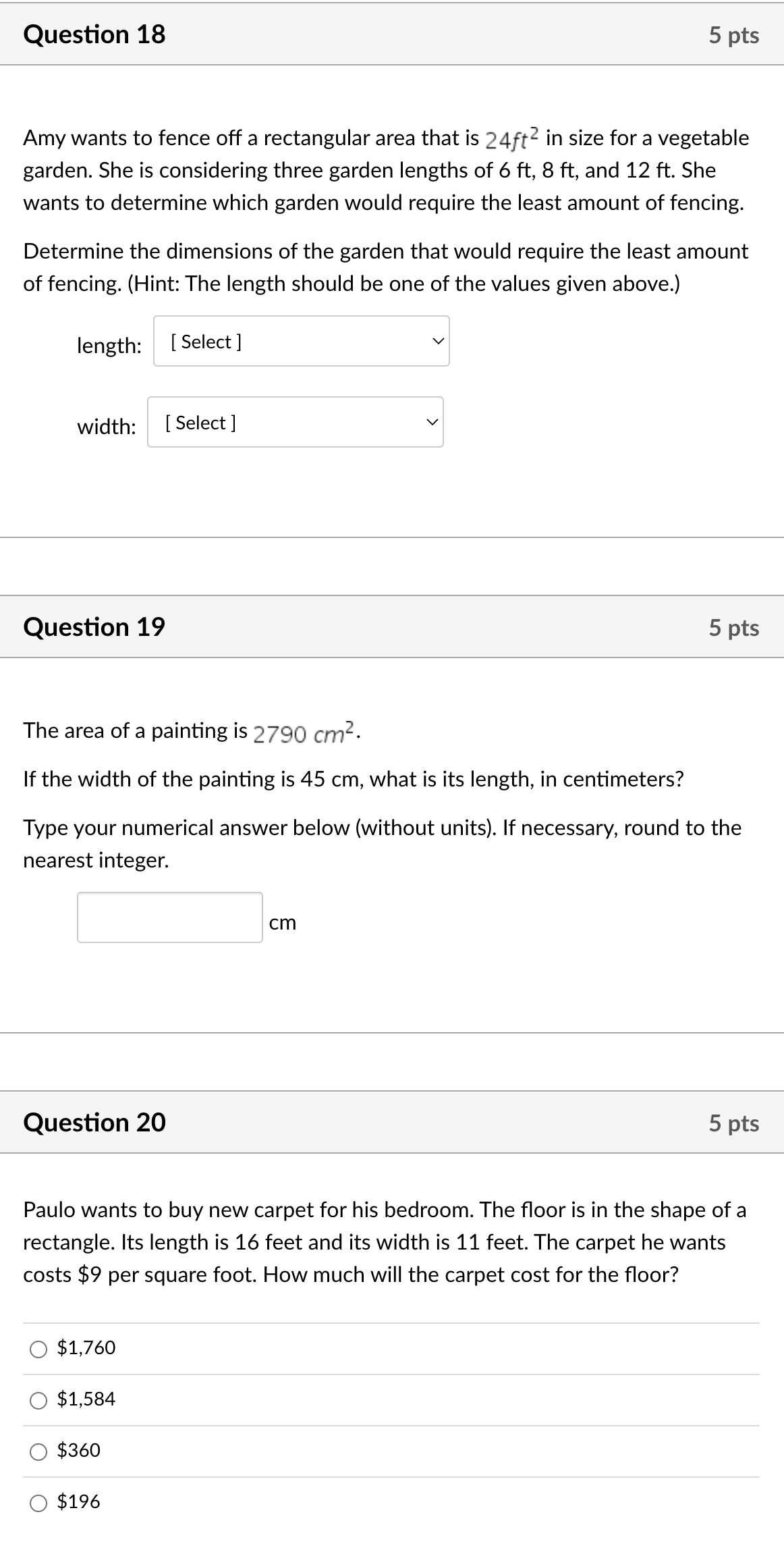 Question 12 5 pts Aria makes 12 dollars for each
