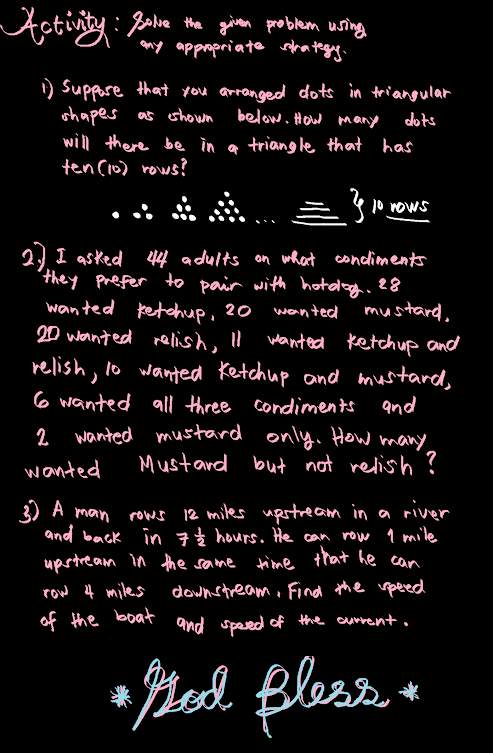 Activity : Solve the given problem using my