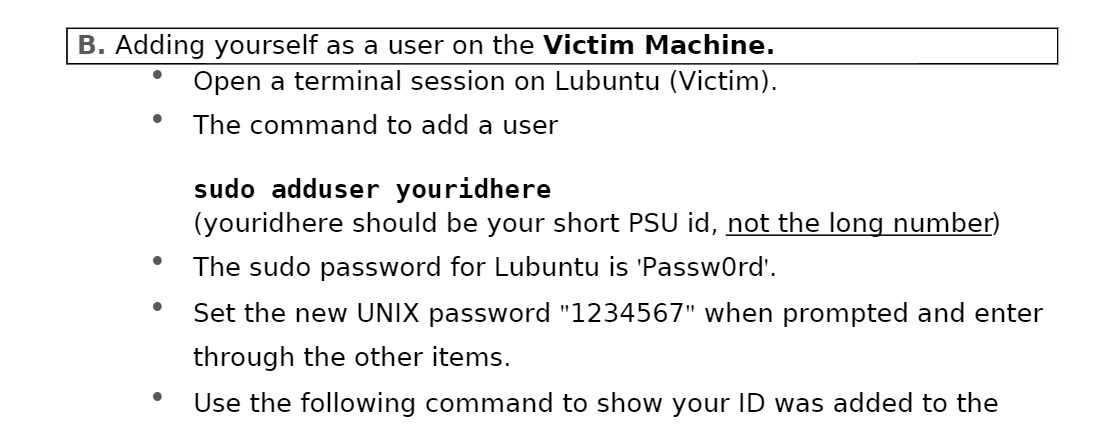 B. Adding yourself as a user on the Victim
