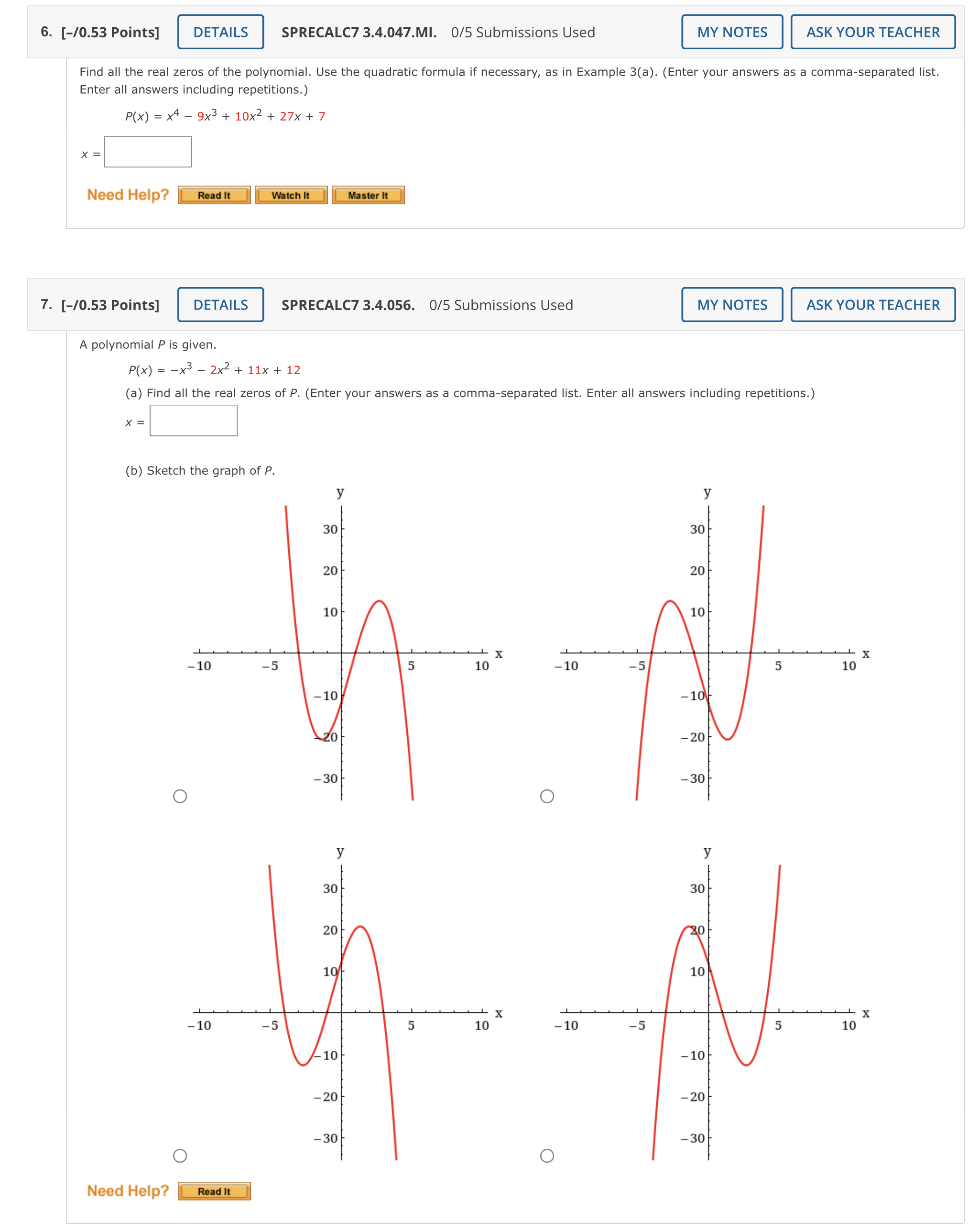 16. [-/0.53 Points] DETAILS SPRECALC7 3.6.035.