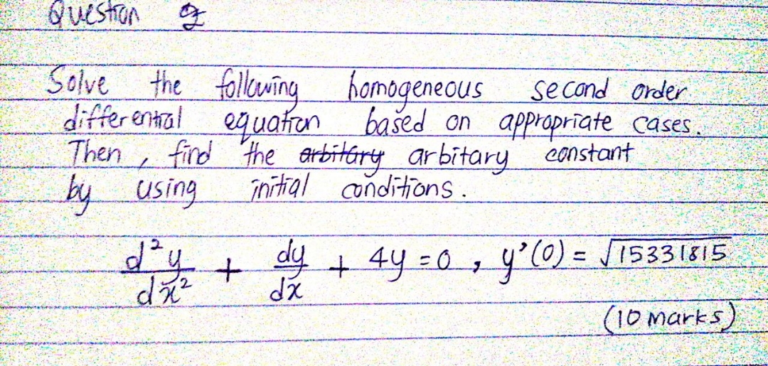 DIFFERENTIAL EQUATIONS Question of Solve the