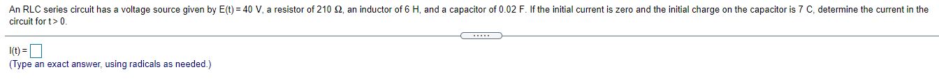 An RLC series circuit has a voltage source given