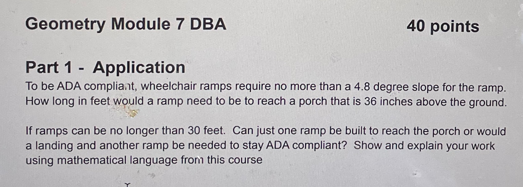 Geometry Module 7 DBA 40 points Part 1 -