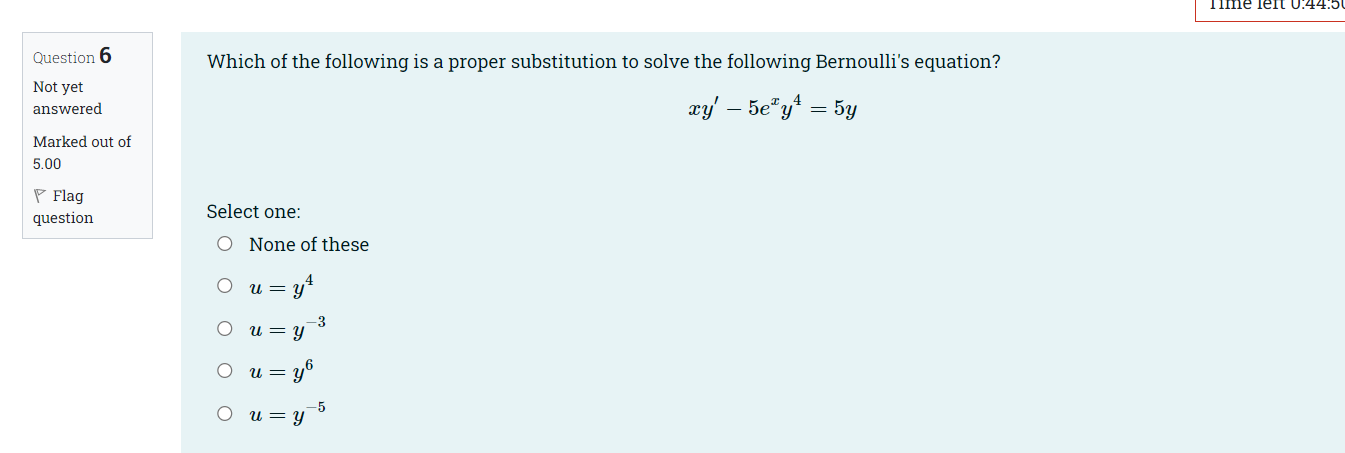 Time left U.44.5 Question 6 Which of the