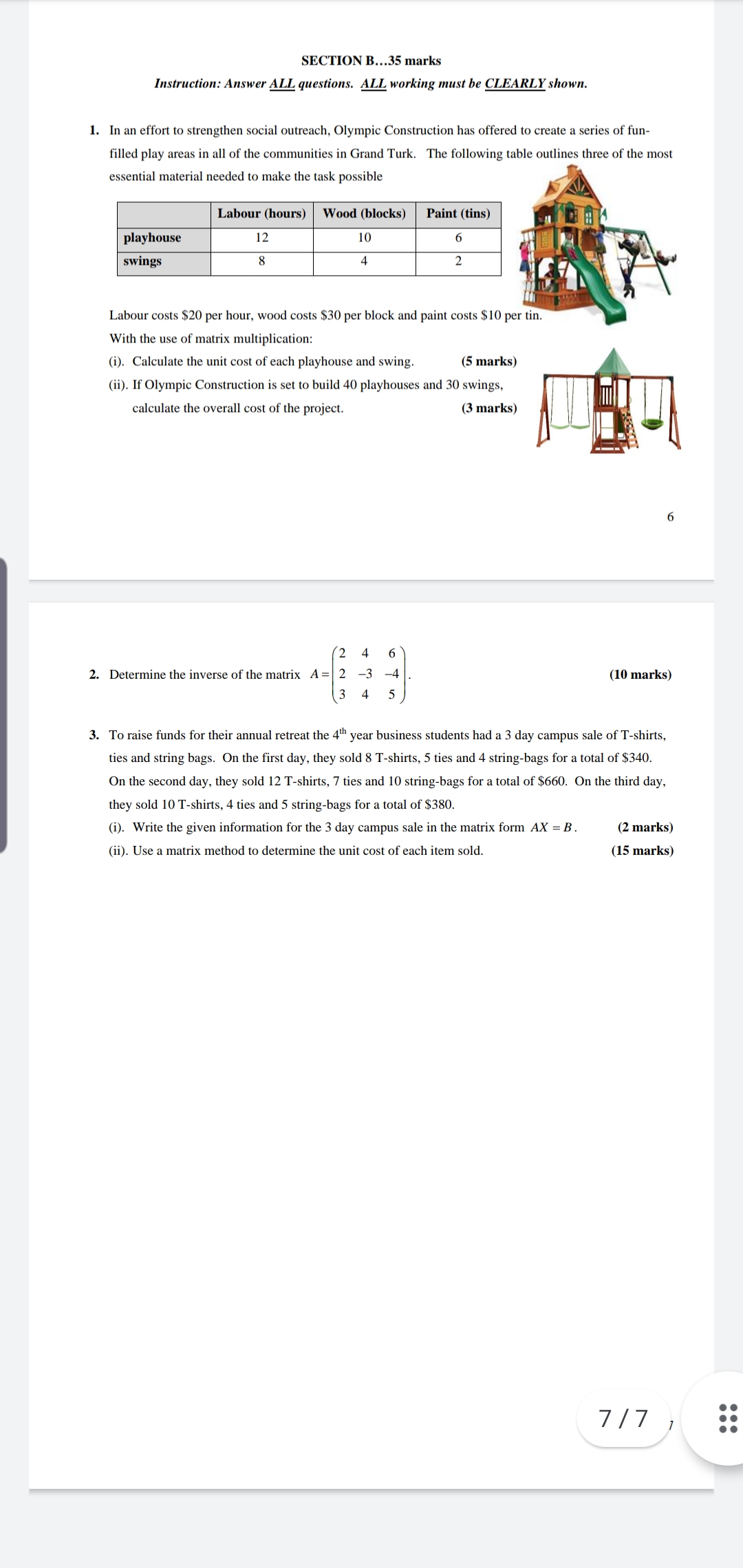 SECTION B...35 marks Instruction: Answer ALL