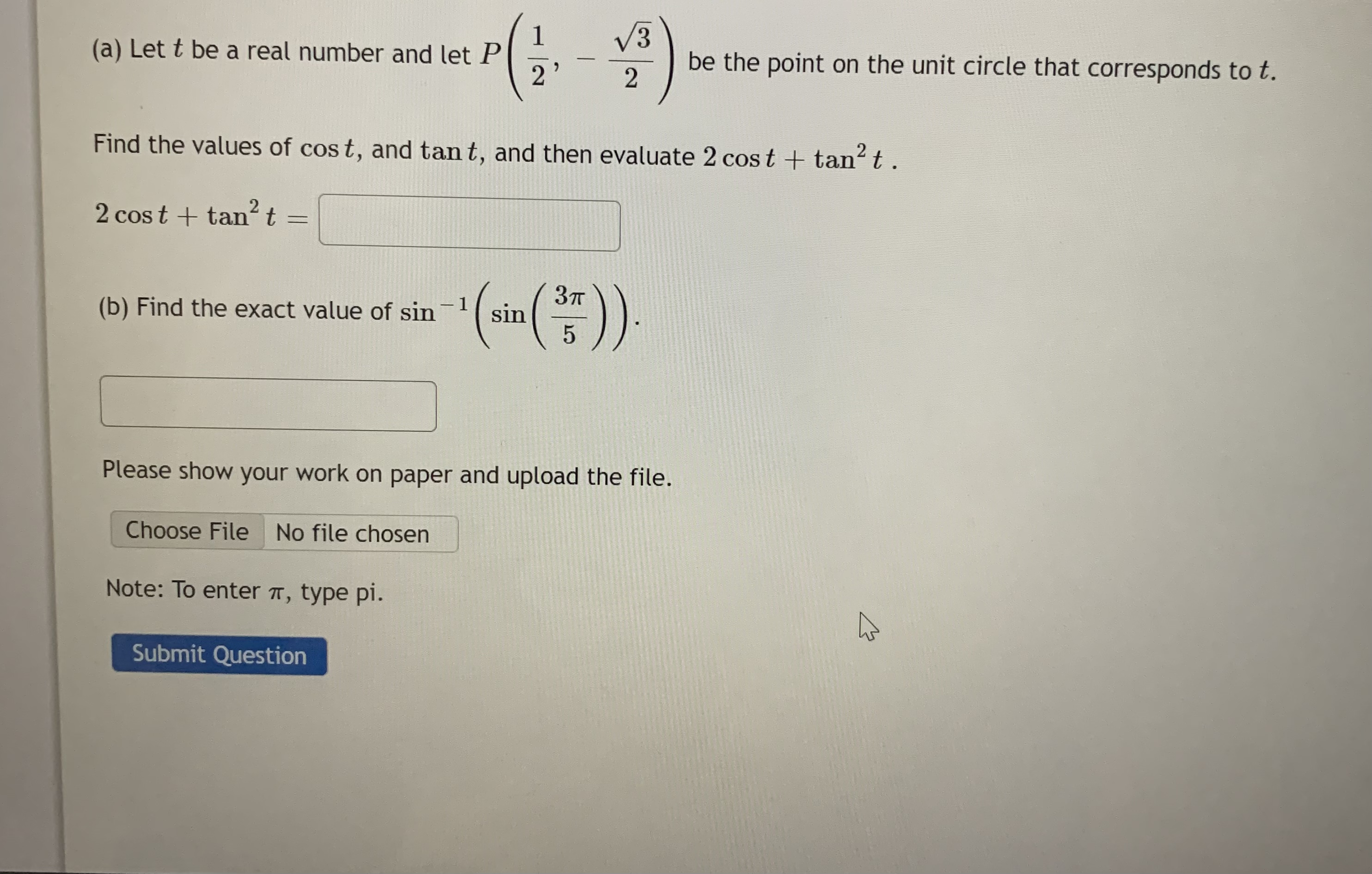 Question 4 > If sec(x) = OT -J (in Quadrant-1),