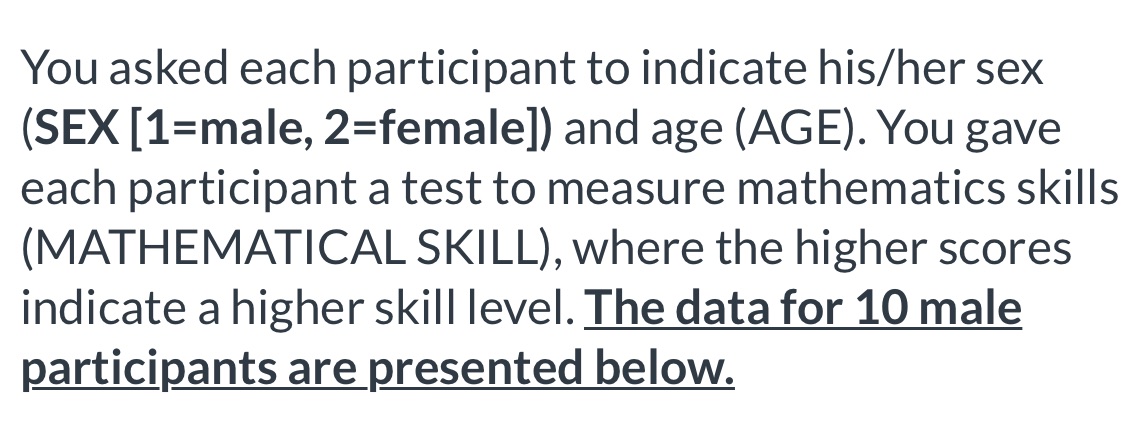 You asked each participant to indicate his/her