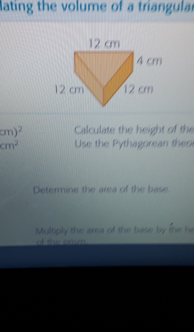 Geometry find the volume of triangular prism ati