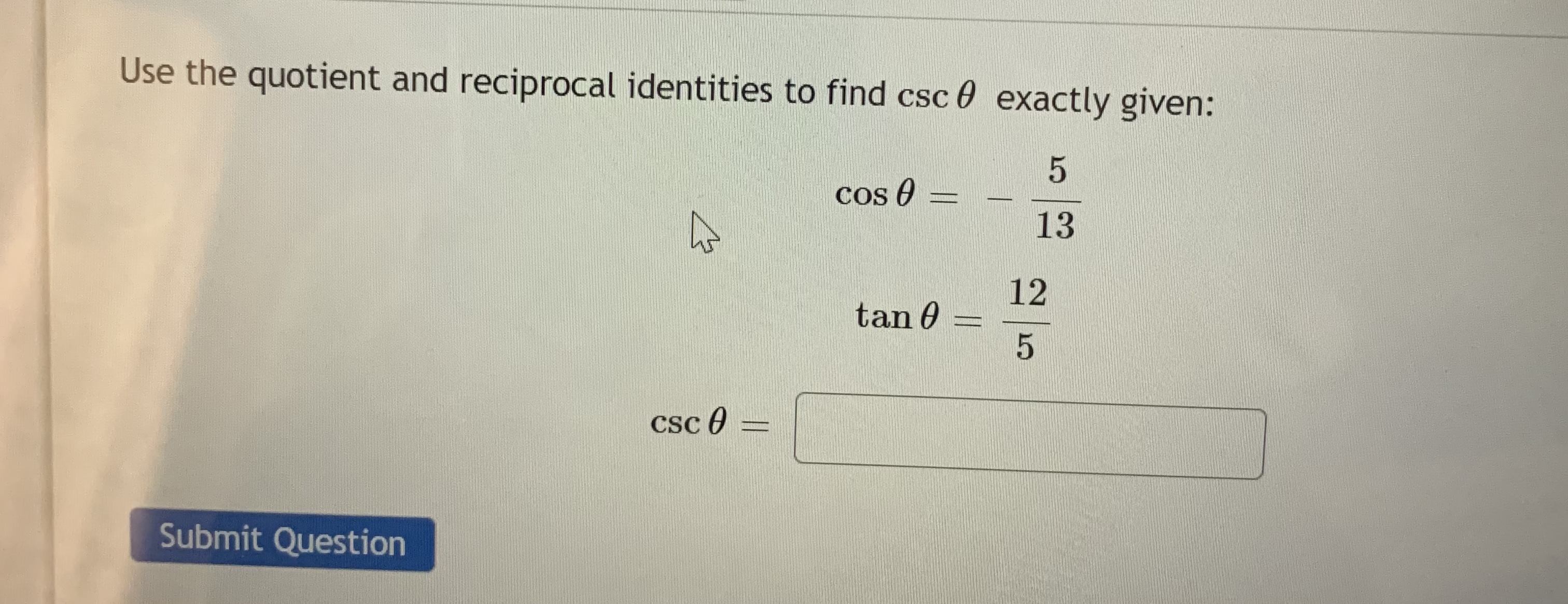 Question 4 > If sec(x) = OT -J (in Quadrant-1),