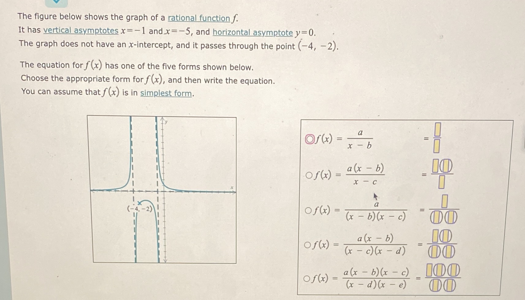 The figure below shows the graph of a rational