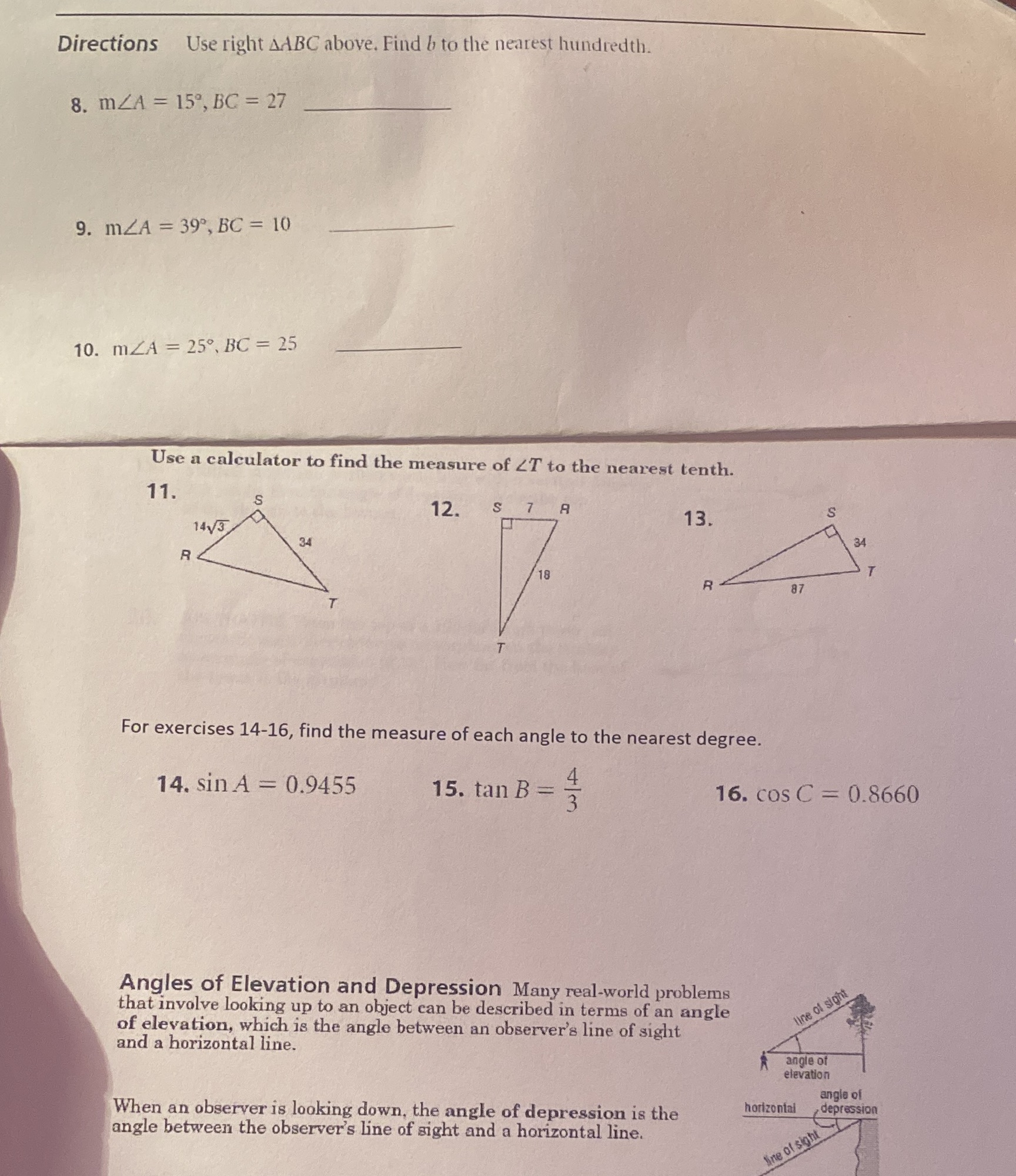 4.1.4 Directions Use right AABC above. Find b to