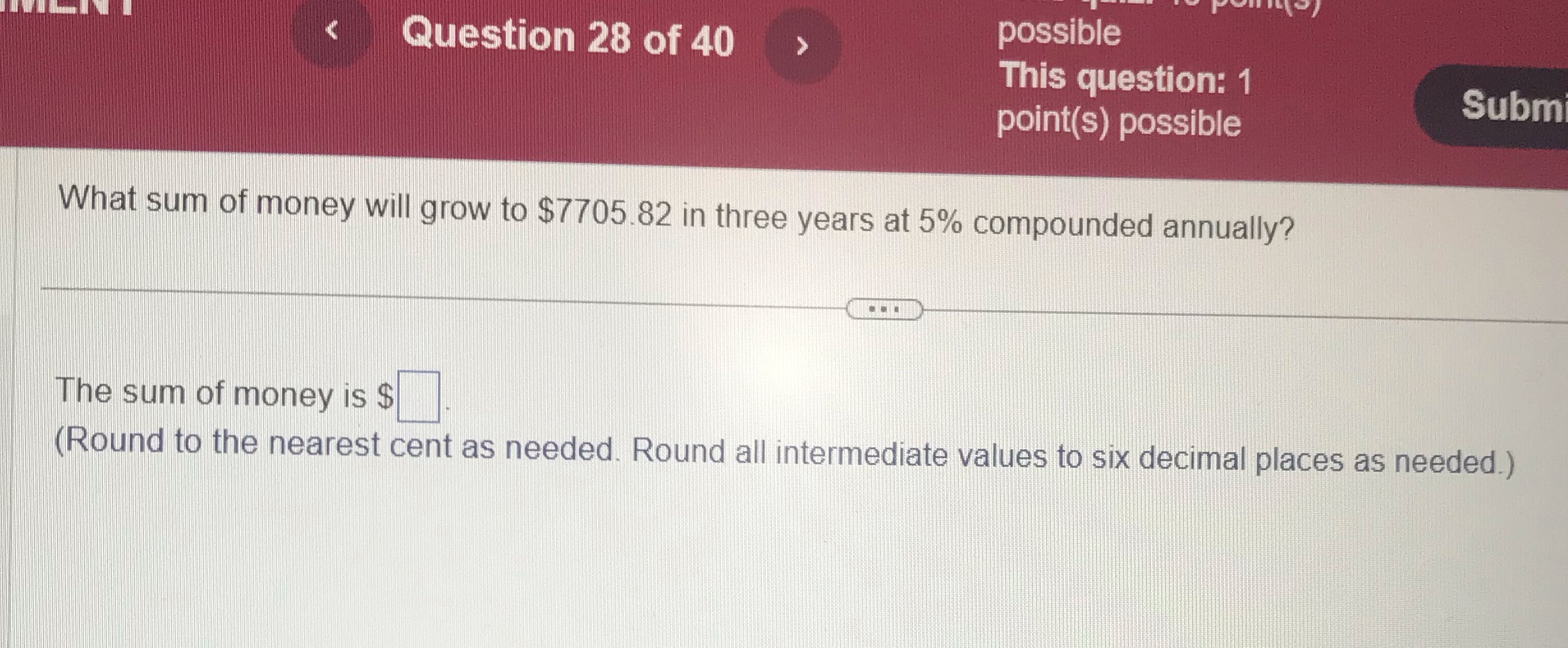 < Question 28 of 40 possible This question: 1