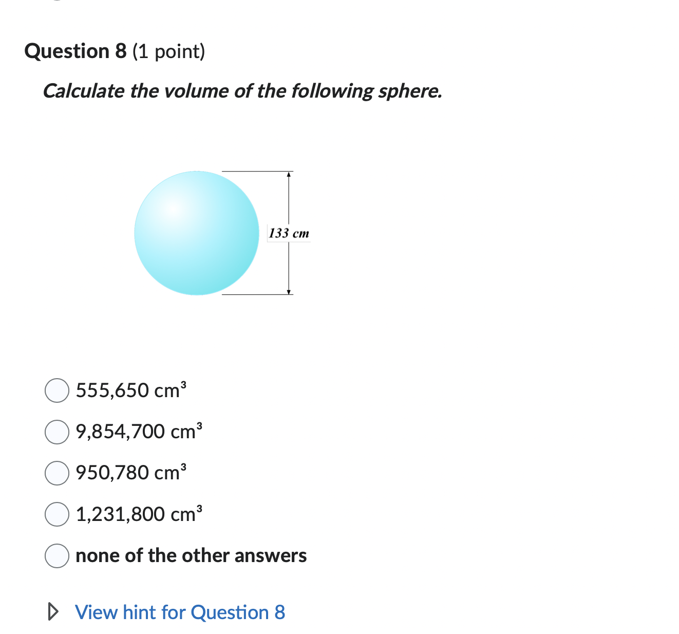 Question 1 (1 point) For the following, determine