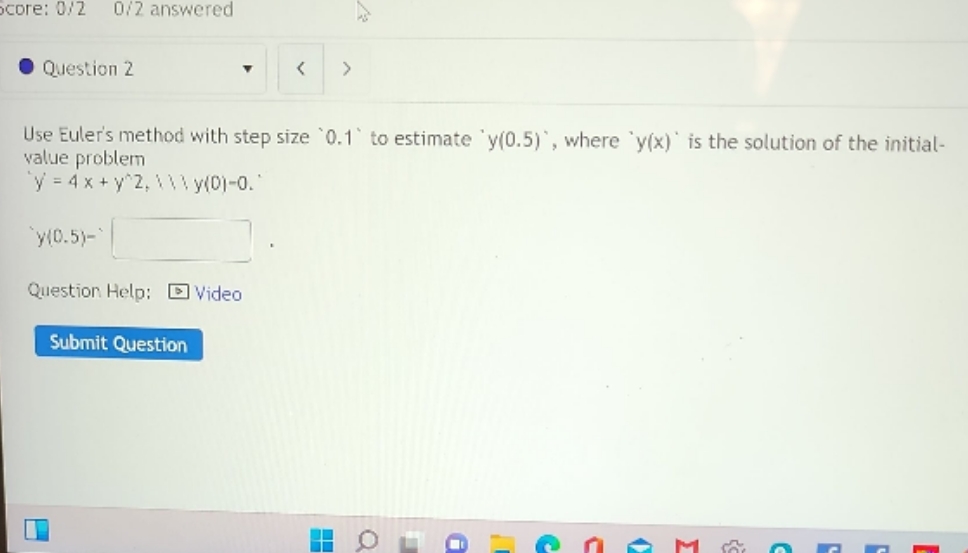 Diffential Equations core: 0/2 0/2 answered .
