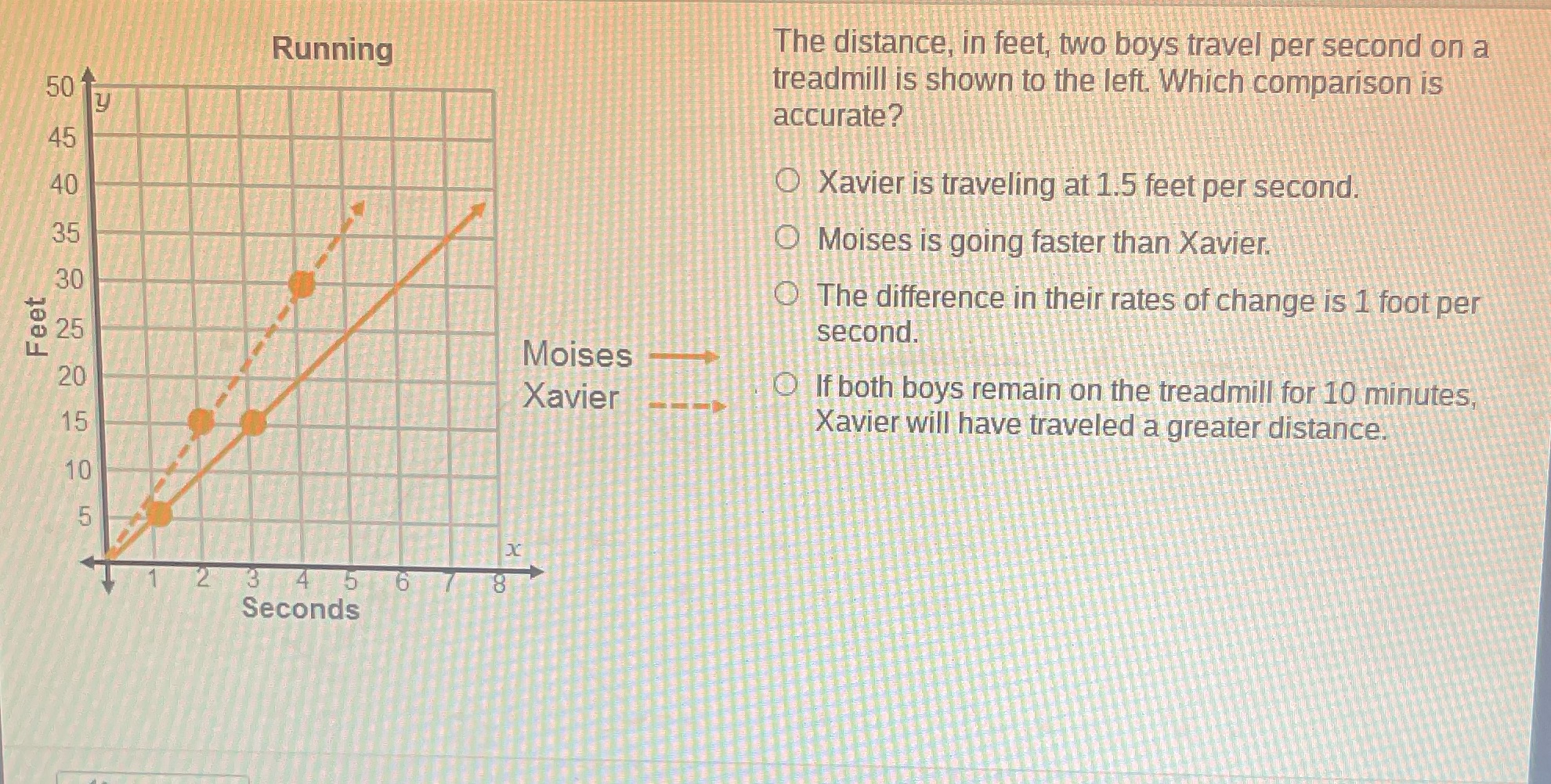 Running The distance, in feet, two boys travel