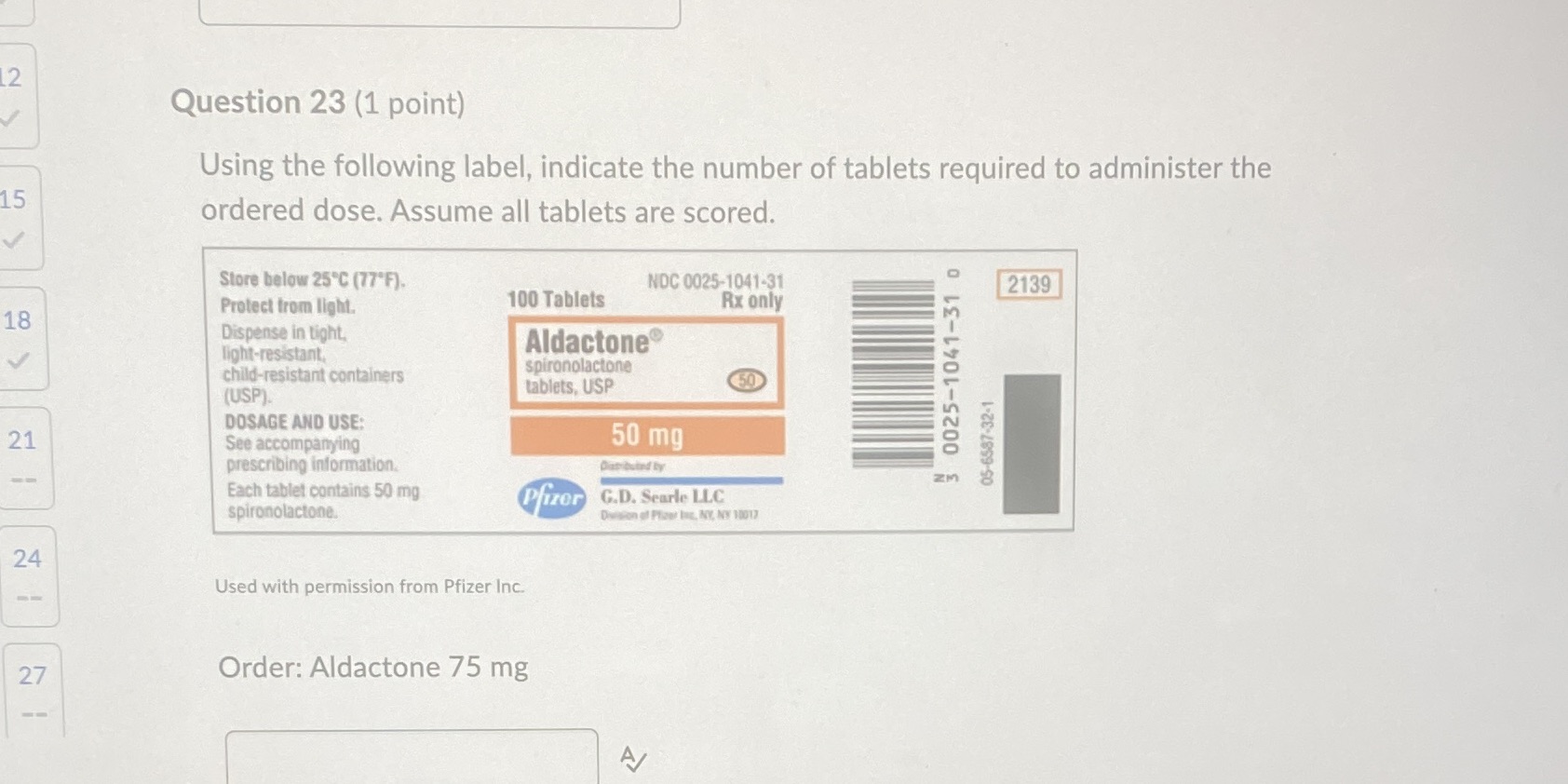 Help with math Question 23 (1 point) Using the