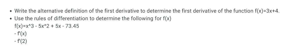 - Write the alternative definition of the first