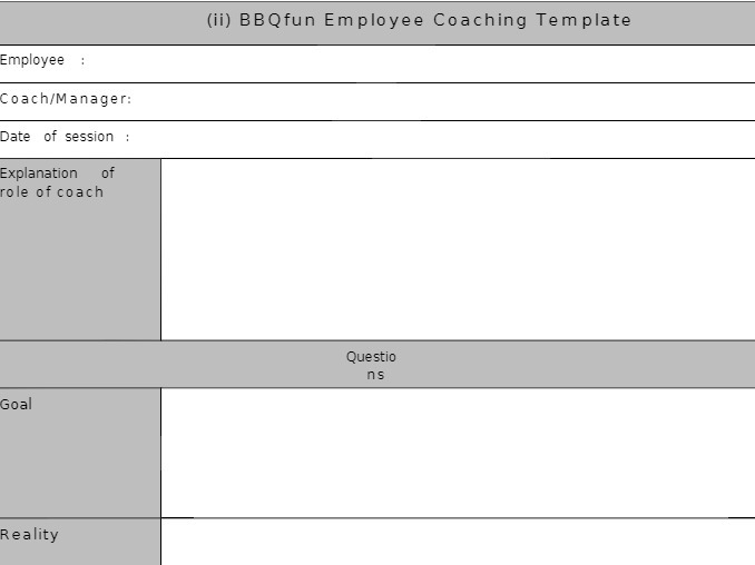 (ii) BBQfun Employee Coaching Template Employee