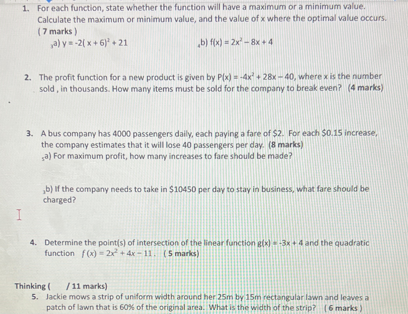 please help me with all five questions. it would