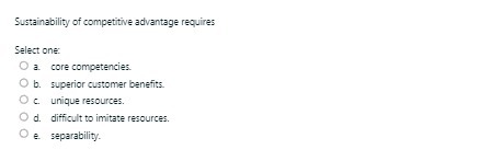 Sustainability of competitive advantage requires