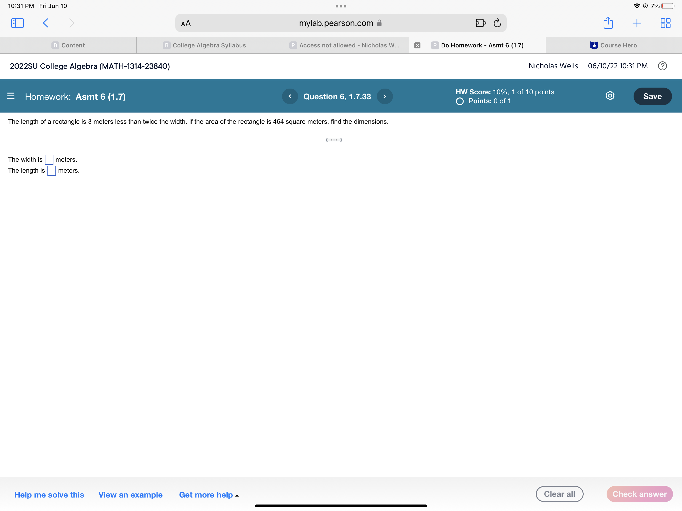 10:31 PM Fri Jun 10 . . . @ 7% < AA