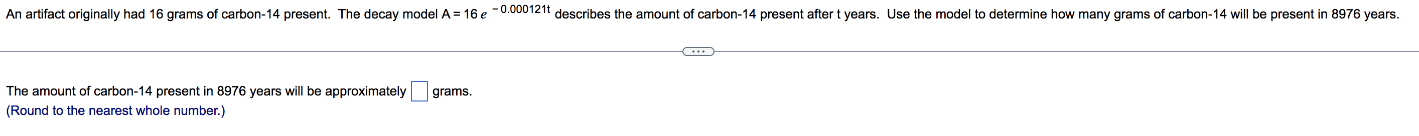 Use the exponential growth model, A = A e , to