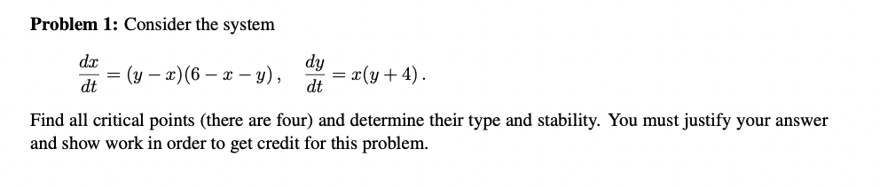 Problem 1: Consider the system ay 2:)(6 x y),