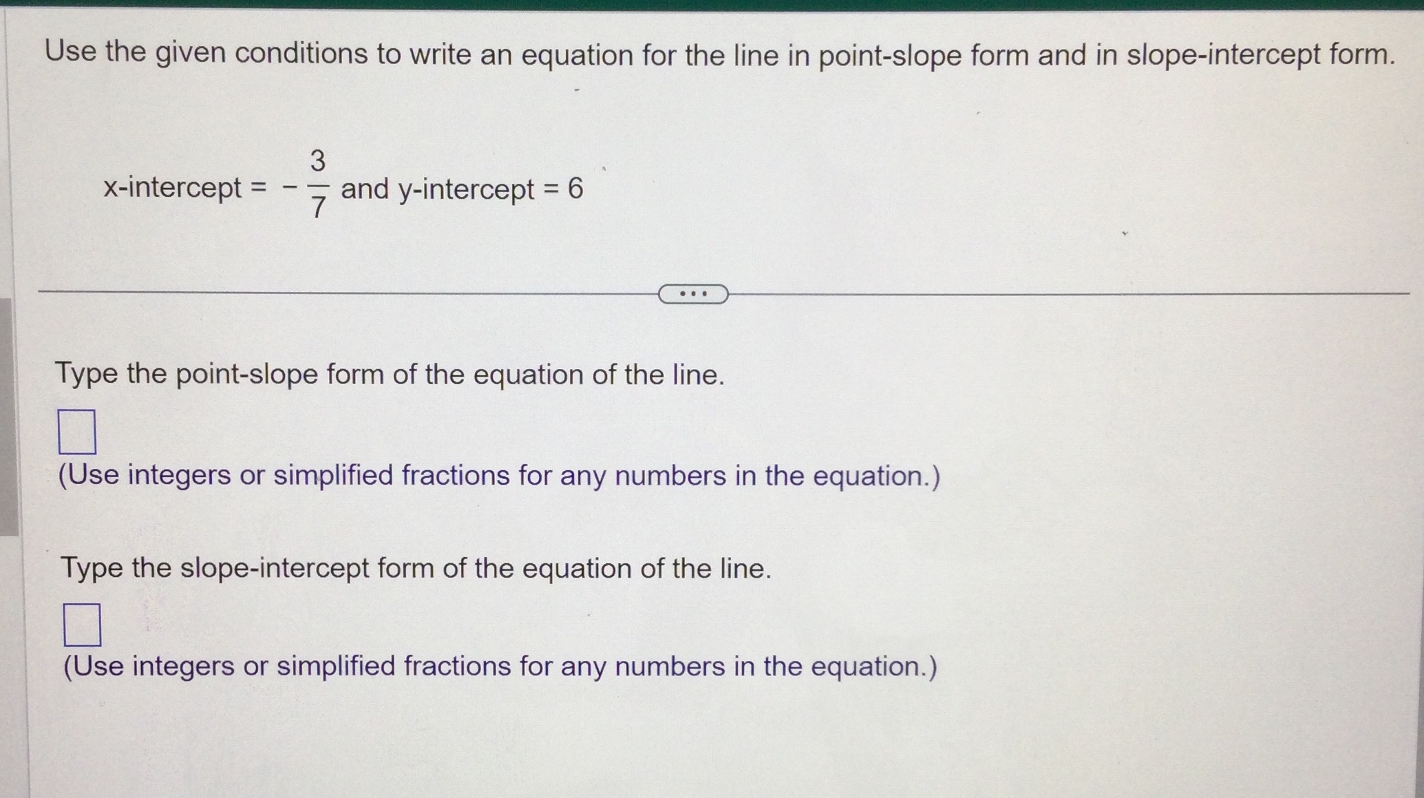 Use the given conditions to write an equation for