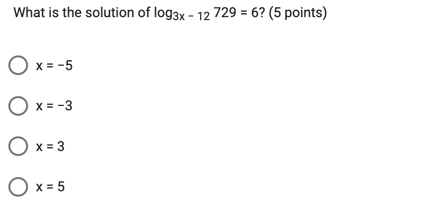 1. Which of the graphs below correctly solves for