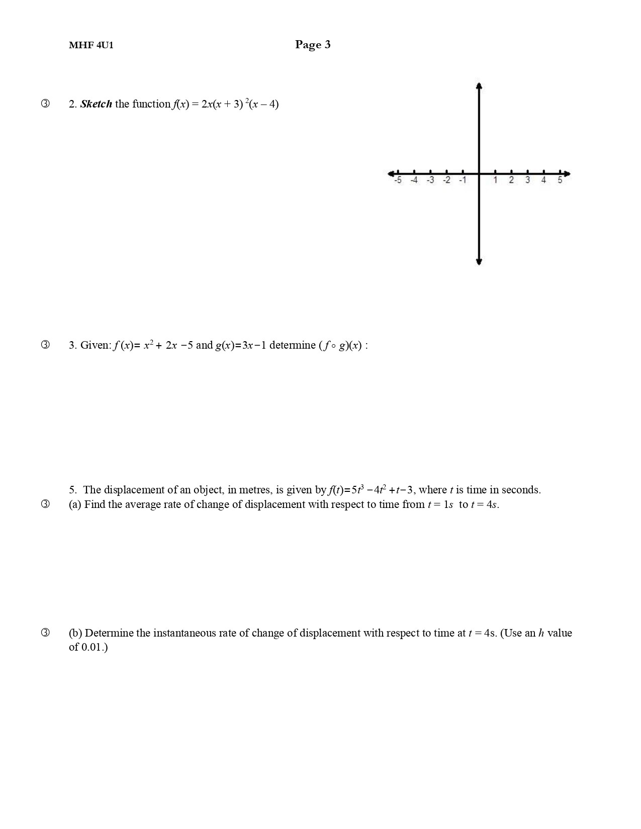 MHF 4U1 - CULMUNATING PART A: Fill in the blanks