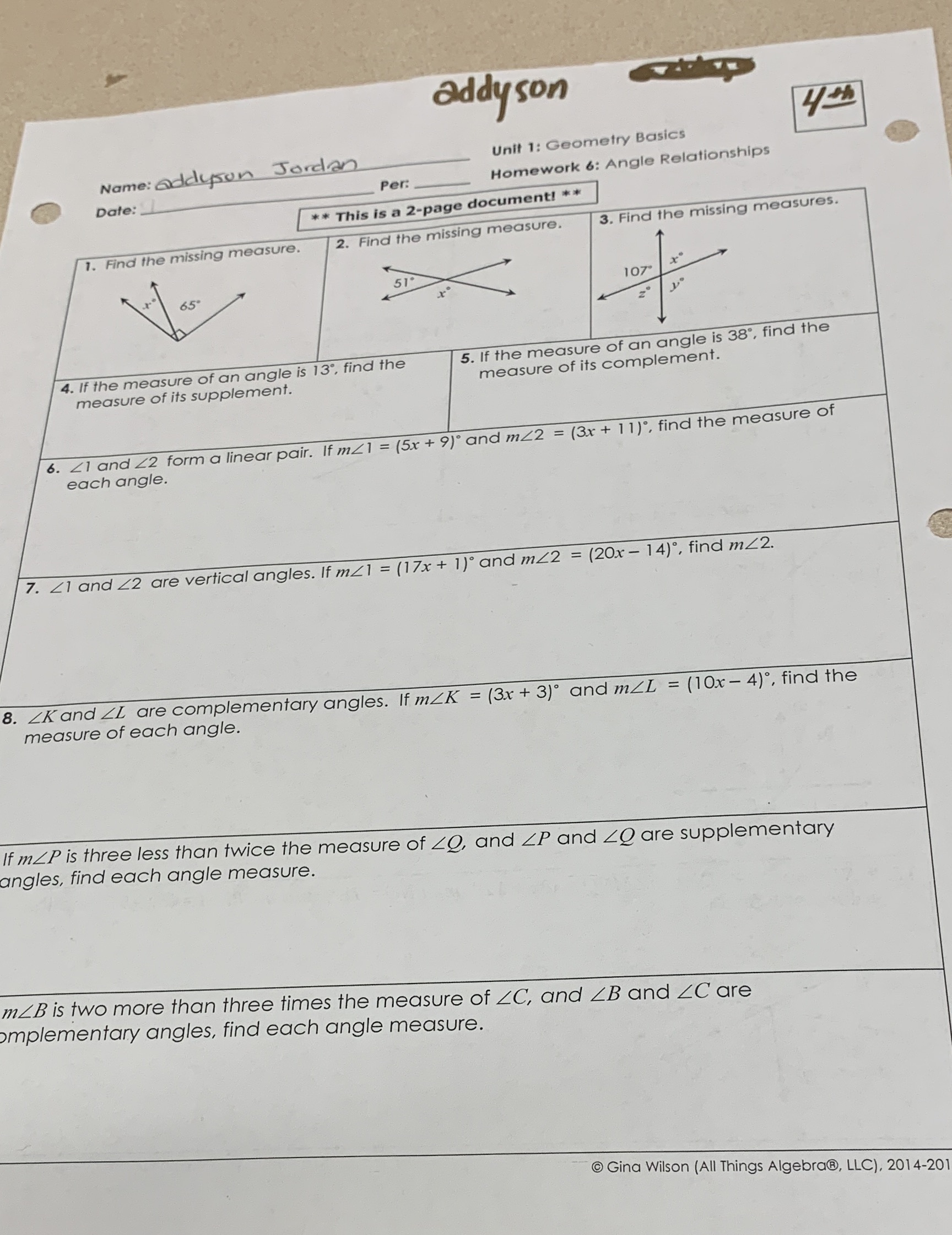 addyson 4 46 Name: addyson Jordan Unit 1: