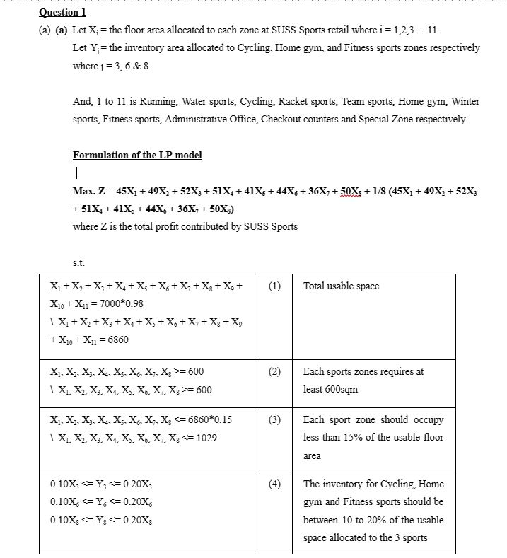 Question 1 (a) (a) Let X = the floor area