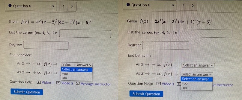 Question 6 Question 6 Given f(r) = 2x*(x + 2)(4x