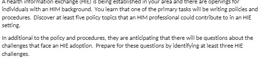 A health information exchange (HIt) is being