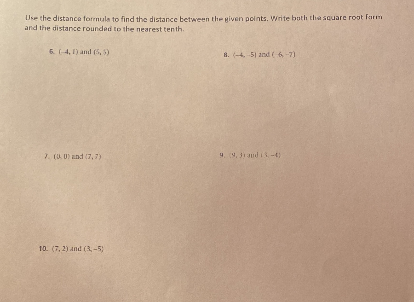 1.2.4 Use the distance formula to find the