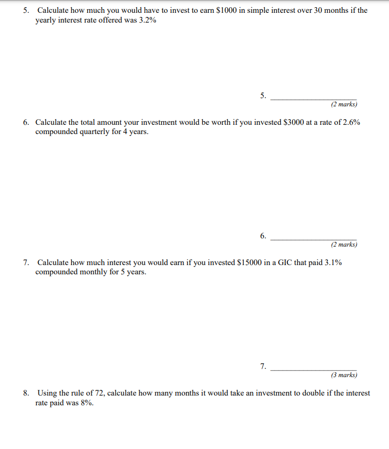 1. Calculate the amount of simple interest you