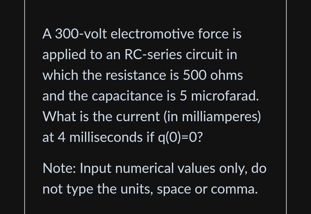 A BOO-volt electromotive force is applied to an