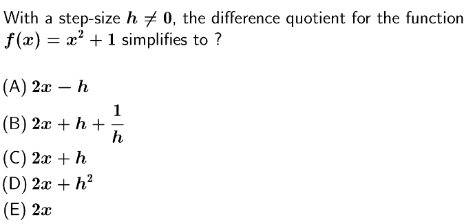 With a stepsize h 75 0, the difference quotient