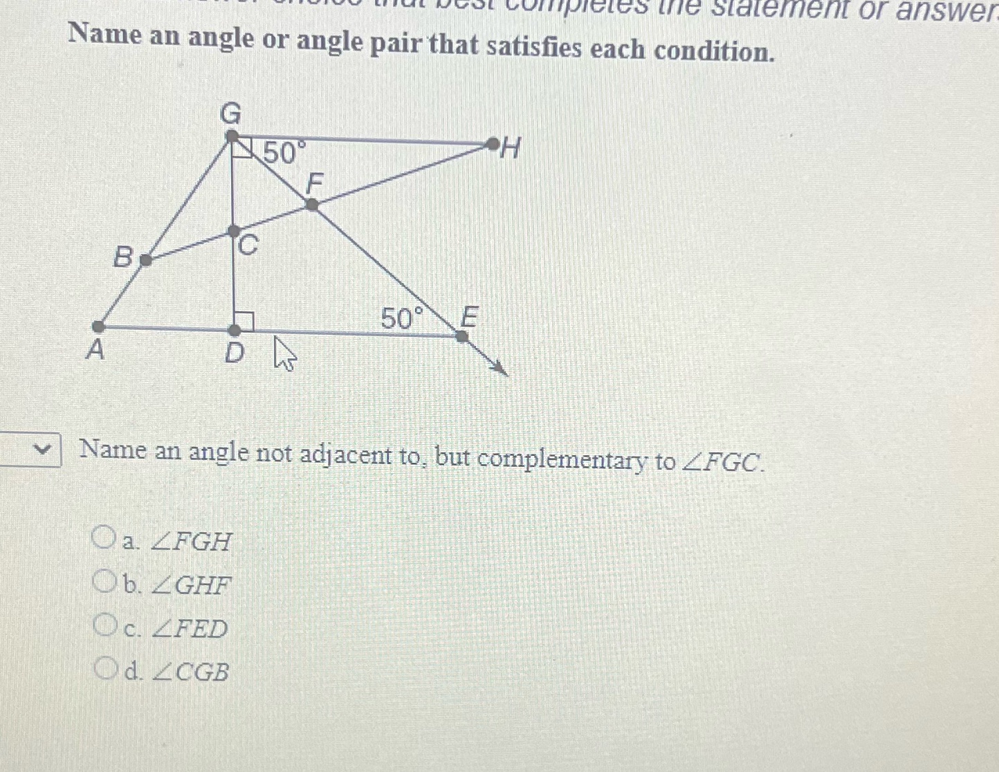 offfpieces the statement or answer Name an angle