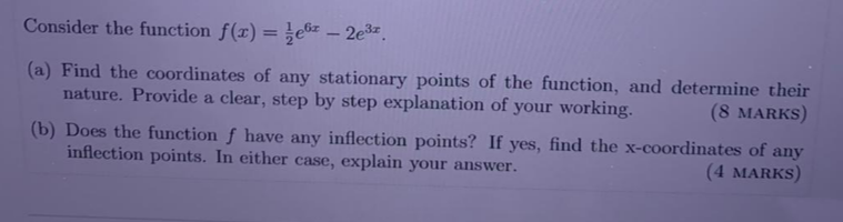 Consider the function f(x) = Jebz - 2e3x. (a)