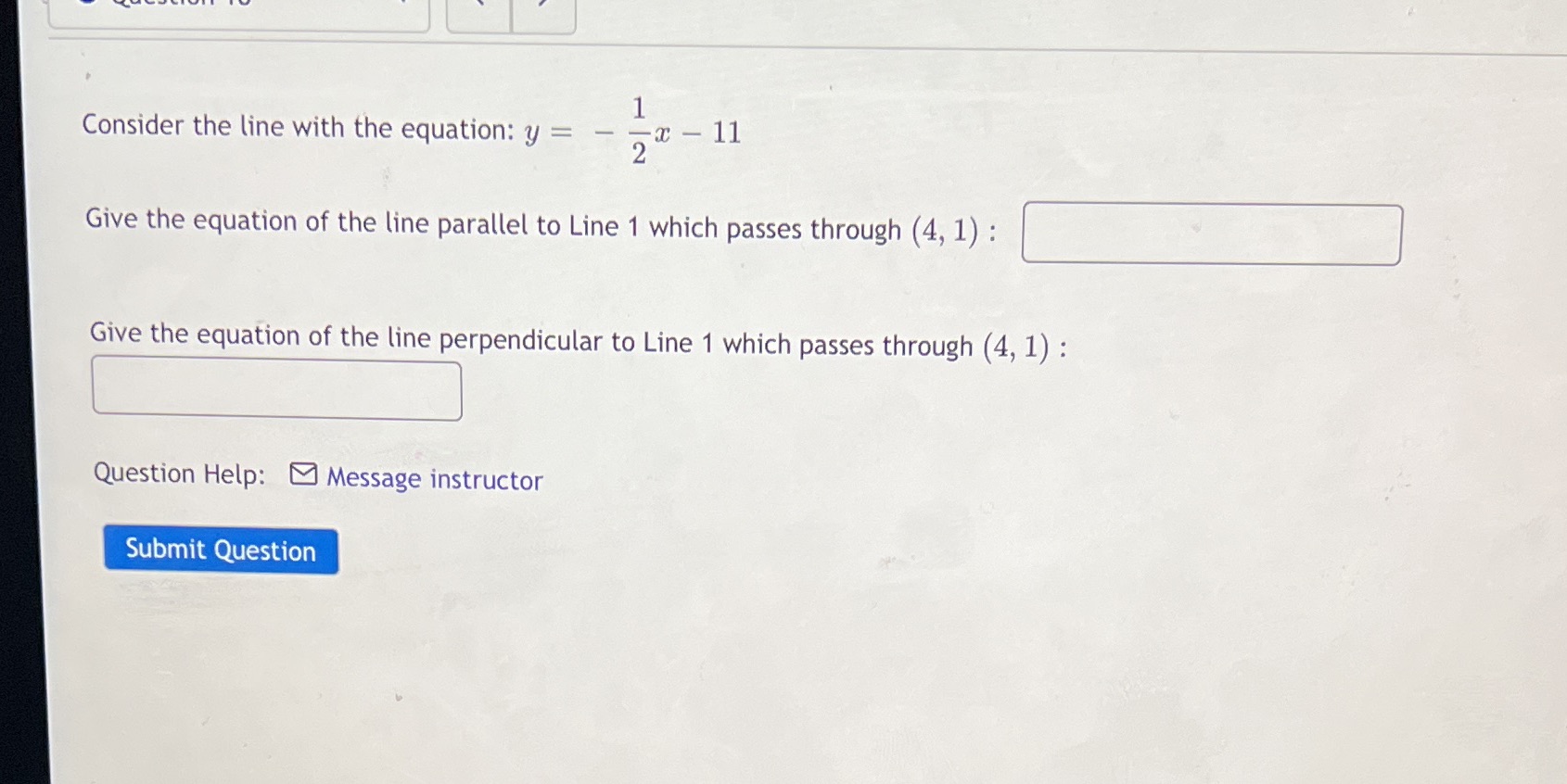Consider the line with the equation: y = - -c- 11
