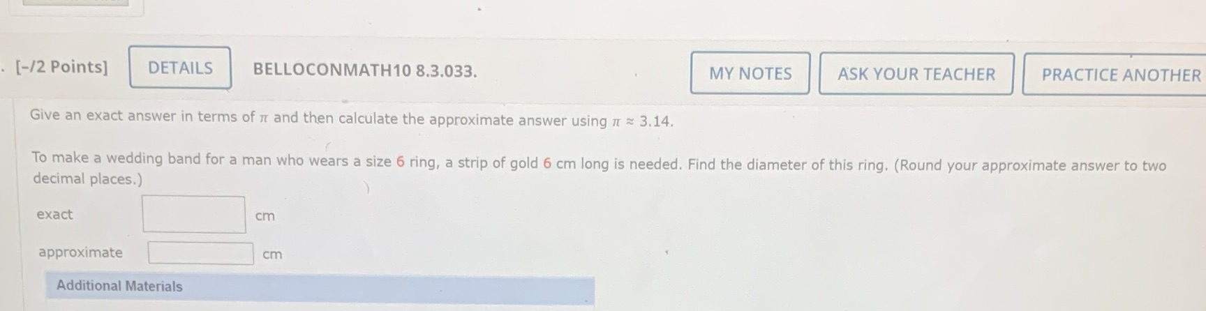 [-/2 Points] DETAILS BELLOCONMATH10 8.3.033. MY