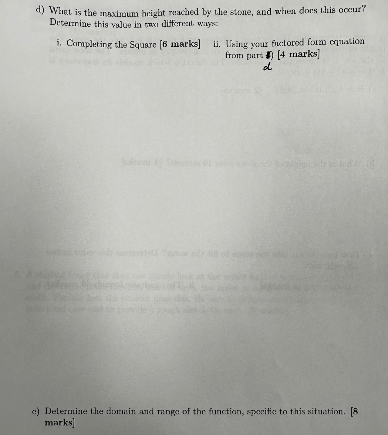 Unit 3 - Quadratic Functions Assignment 1. A