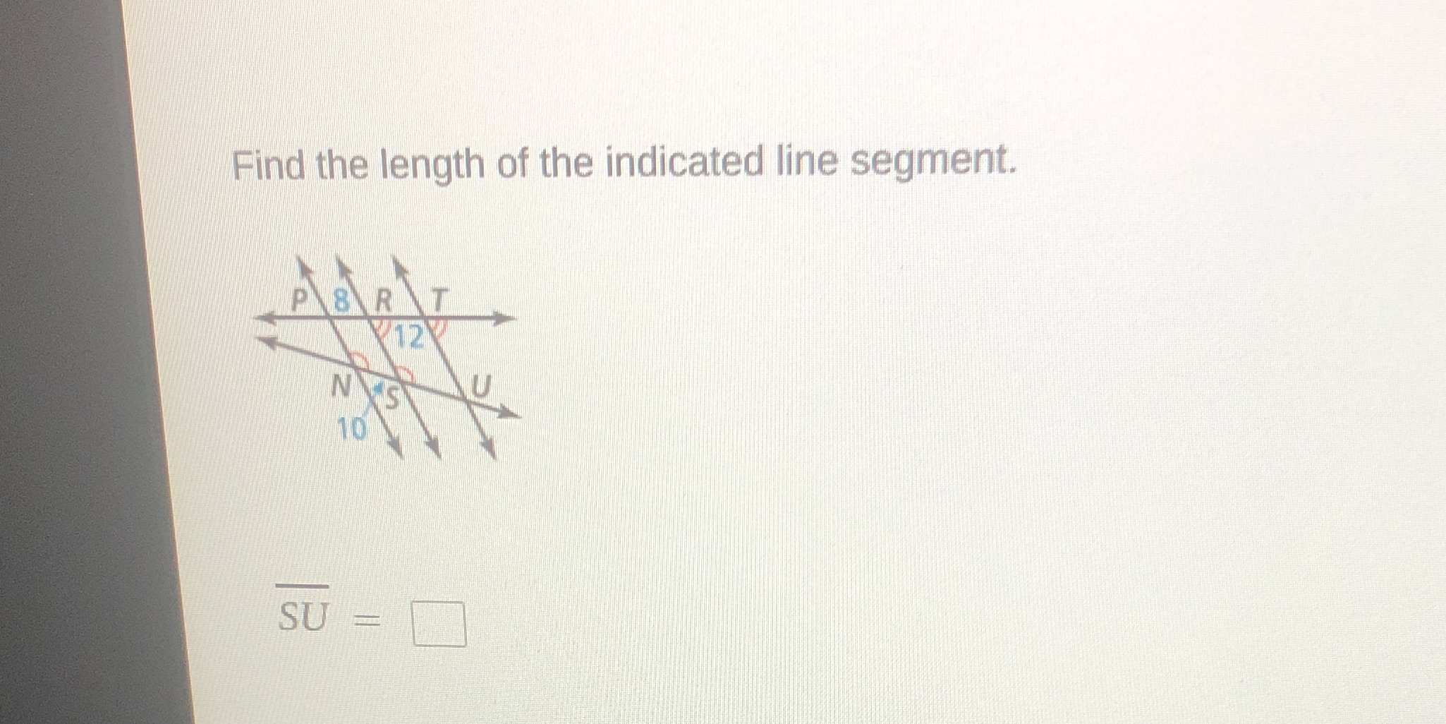 Find the length of the indicated line segment. P