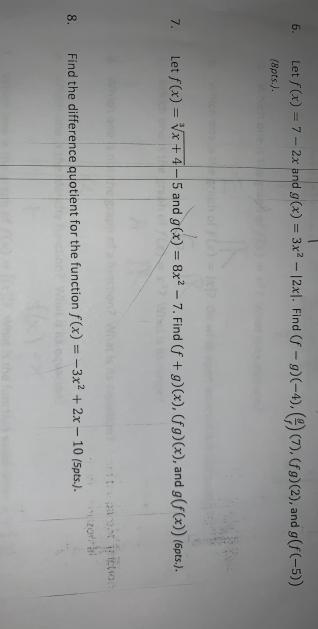 Let / (x) = 7- 2x and g(x) = 3x2 -|2x1. Find (f -