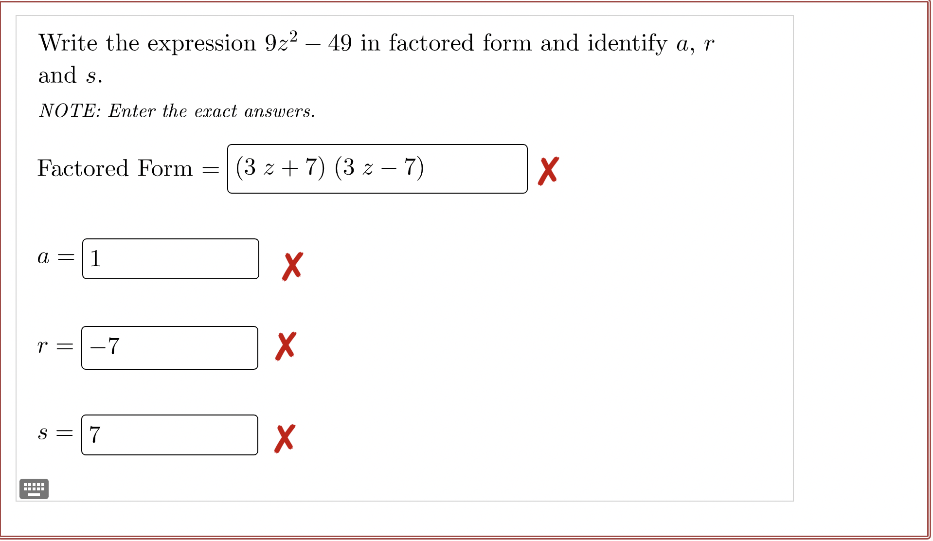 Write the expression 922 49 in factored form and