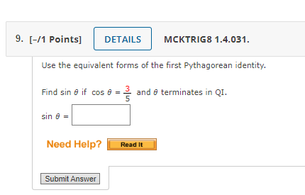 9. [-/1 Points] DETAILS MCKTRIG8 1.4.031. Use the