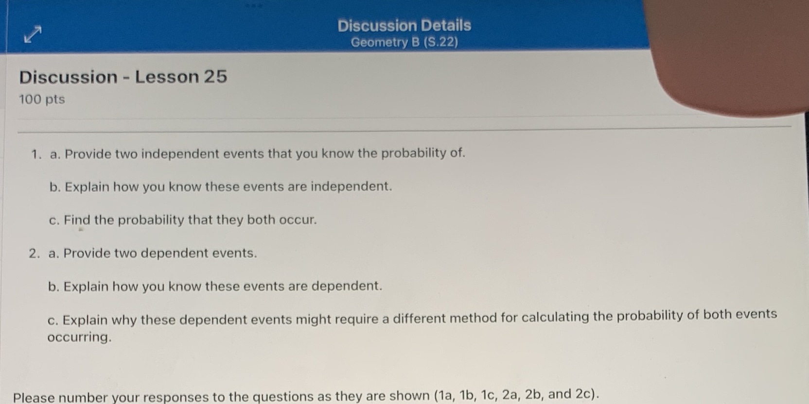 Discussion Details Geometry B (S.22) Discussion -