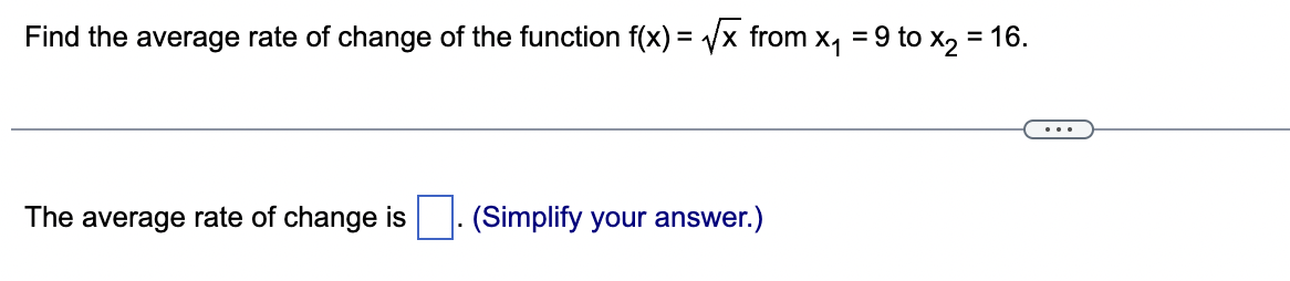 Find the average rate of change of the function